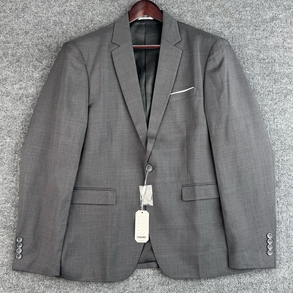 Coofandy Blazer Sport Coat Men's L Gray Stretch Suit Jacket Business Formal NWT